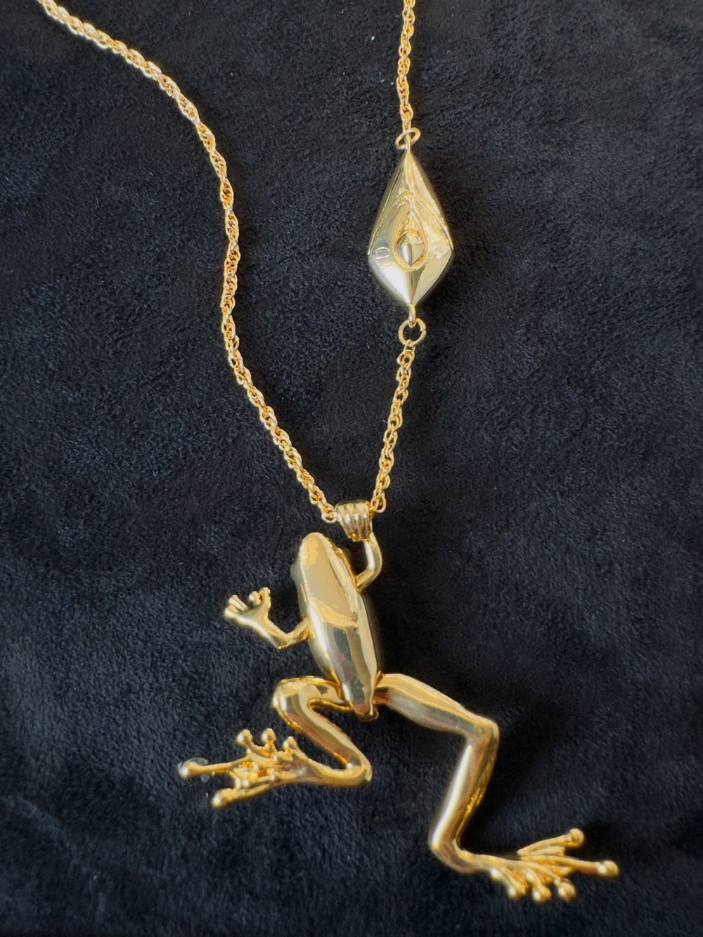 Gold Plated Frog Pendant Necklace